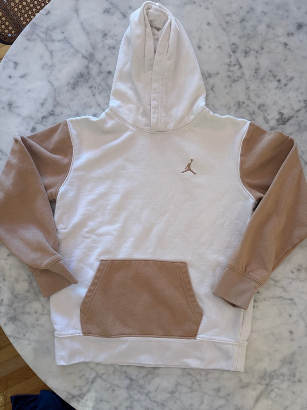 Jordan Kids White & Tan Colorblock Hoodie